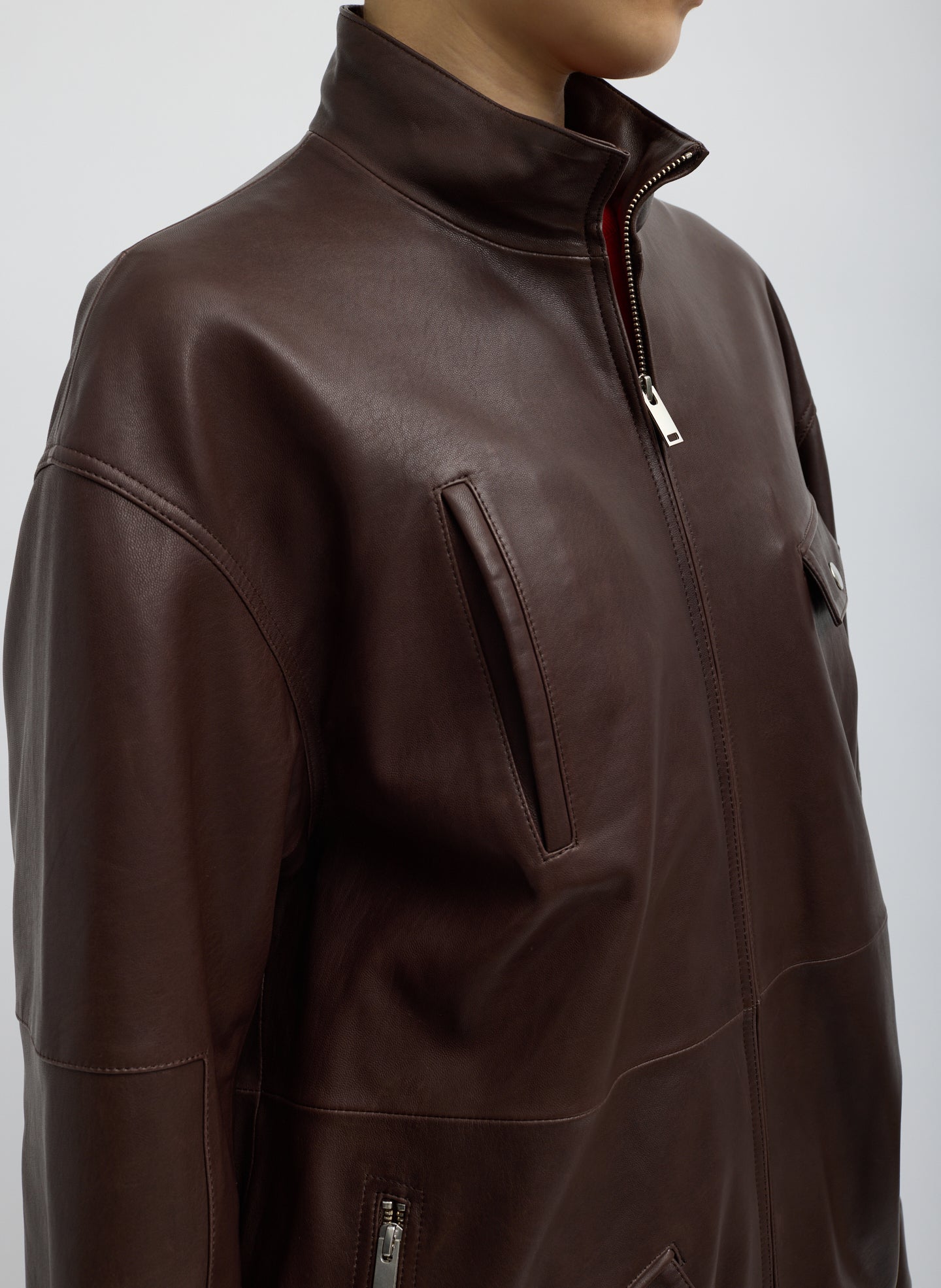 Tibi Leather Moto Bomber