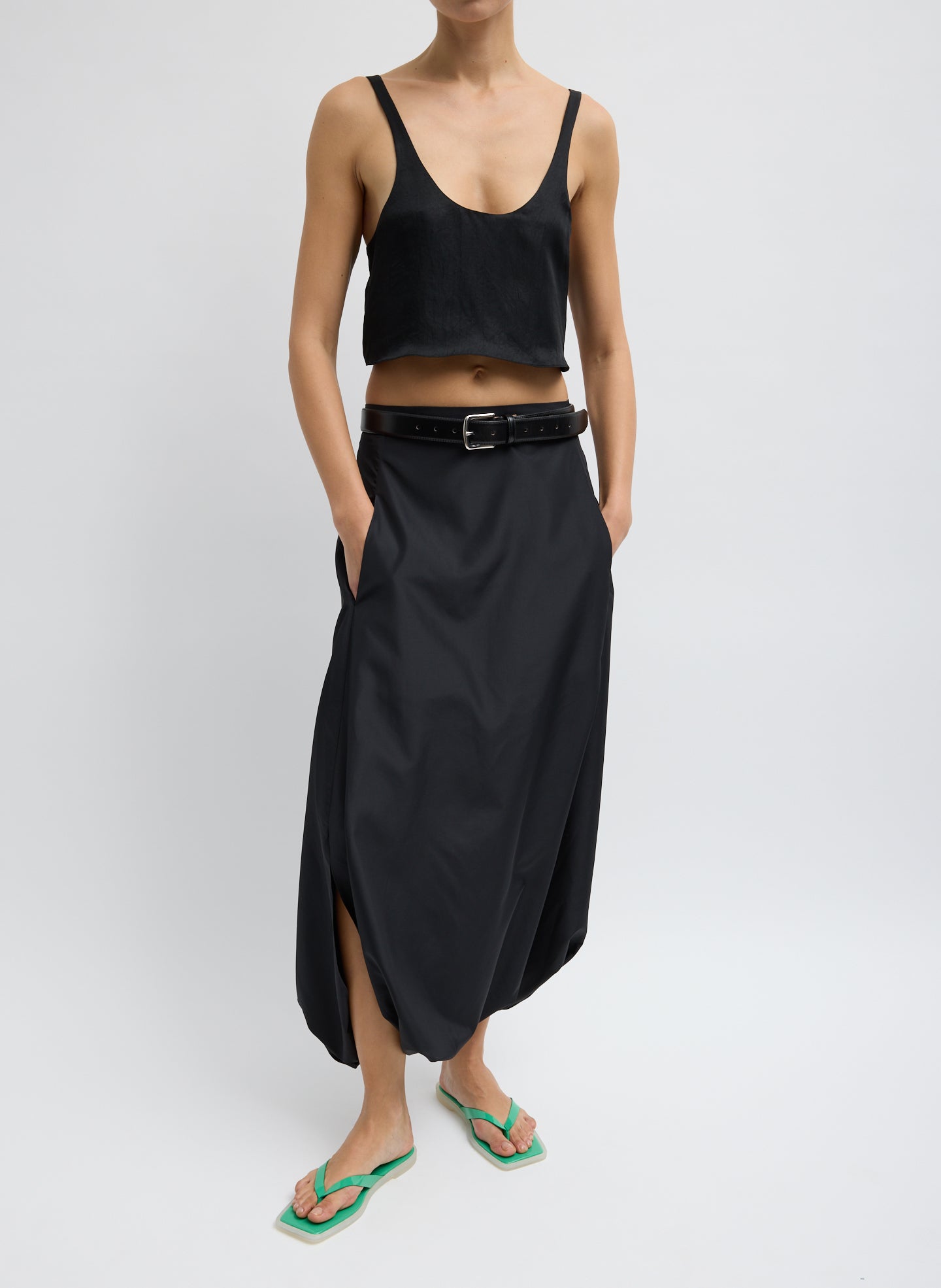 Tibi Summer Acetate Crinkle Cropped Tank