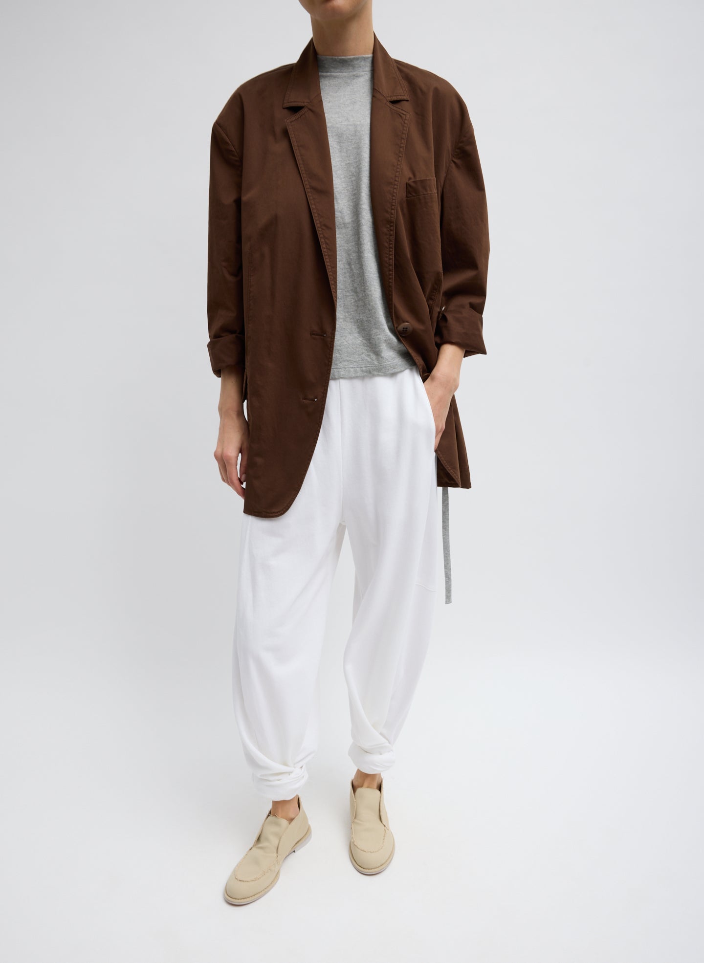 Tibi Garment Dyed Silky Cotton Liam Blazer