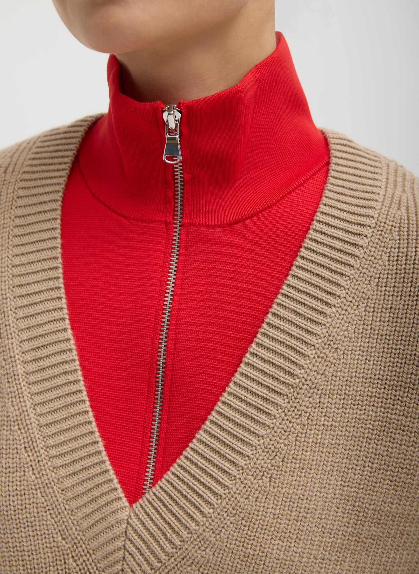 Tibi Cardigan Stitch Sweater Vest With Removable Dickie