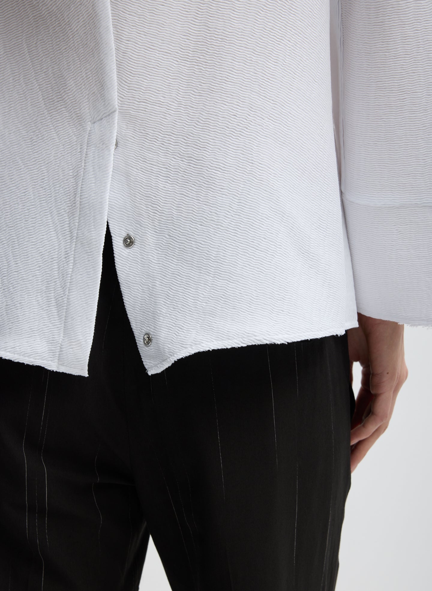 Tibi Viscose Plisse Hinged Long Sleeve Top