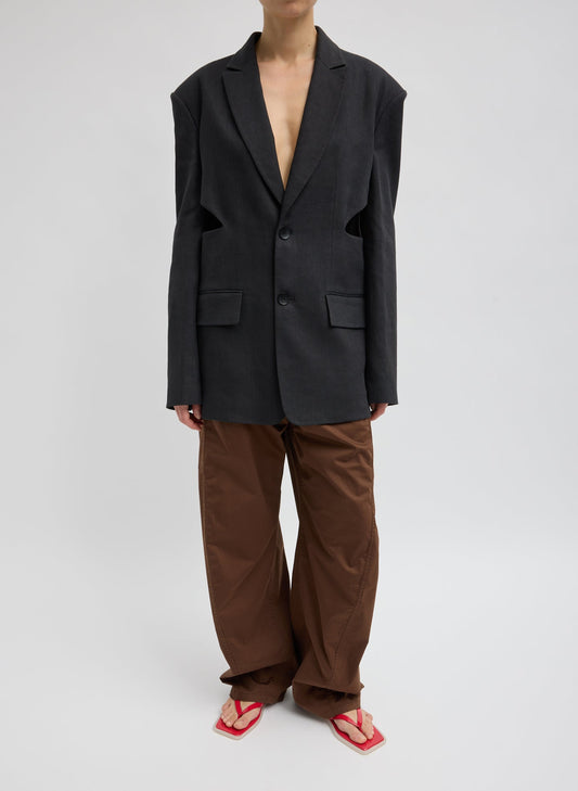 Tibi Stretch Linen Viscose Side Cut Blazer