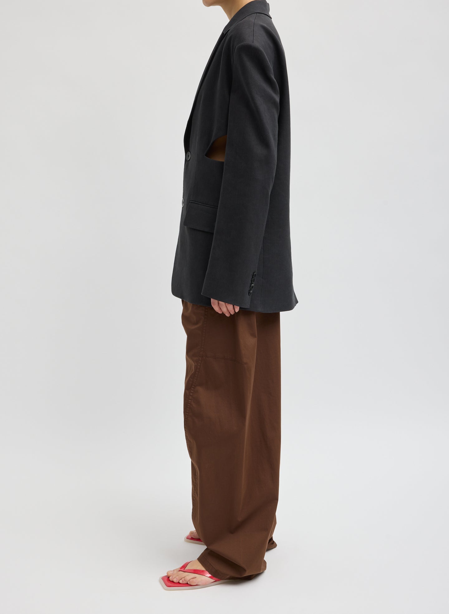 Tibi Stretch Linen Viscose Side Cut Blazer
