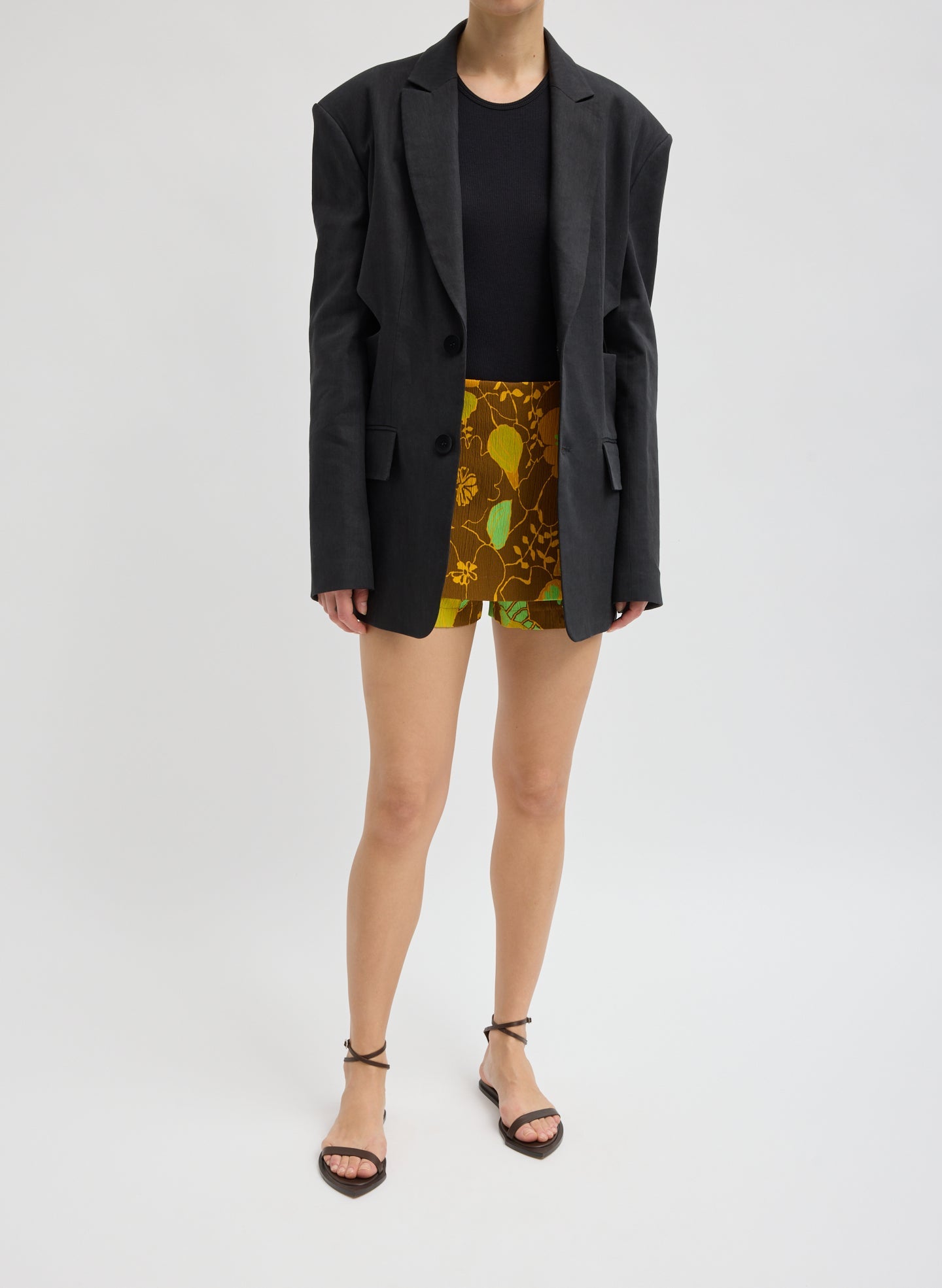 Tibi Stretch Linen Viscose Side Cut Blazer