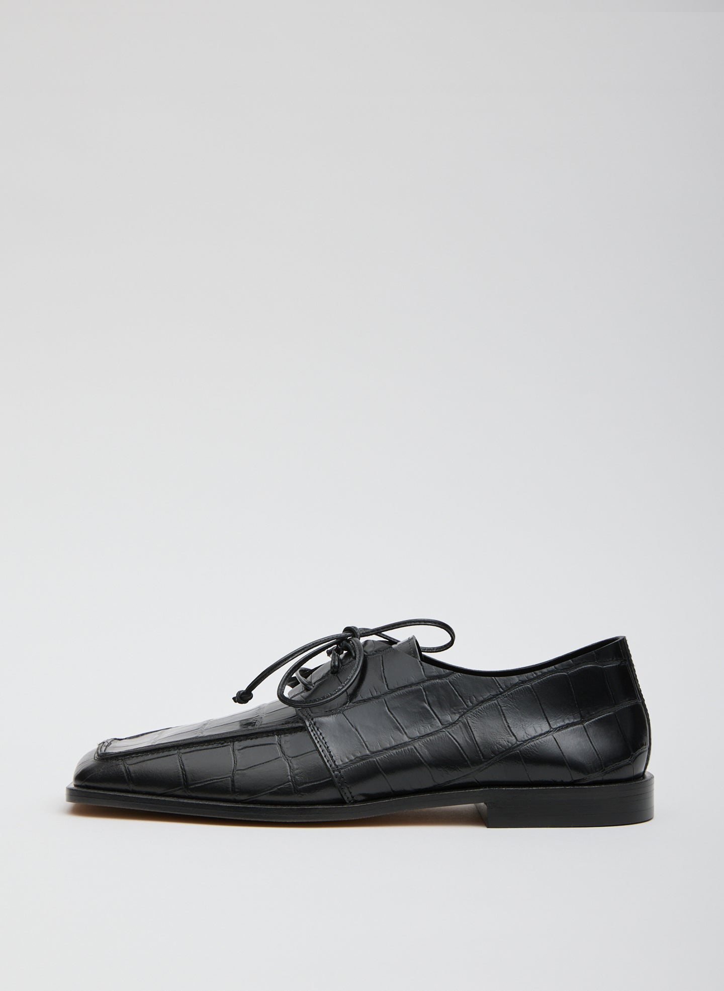 Tibi Brody Square Toe Loafer Crocodile Embossed