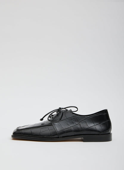 Tibi Brody Square Toe Loafer Crocodile Embossed