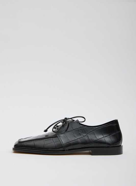 Tibi Brody Square Toe Loafer Crocodile Embossed