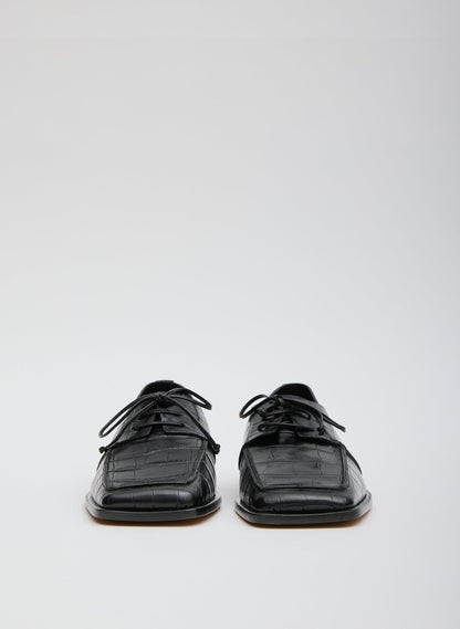 Tibi Brody Square Toe Loafer Crocodile Embossed