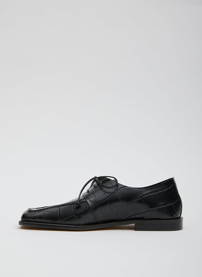 Tibi Brody Square Toe Loafer Crocodile Embossed