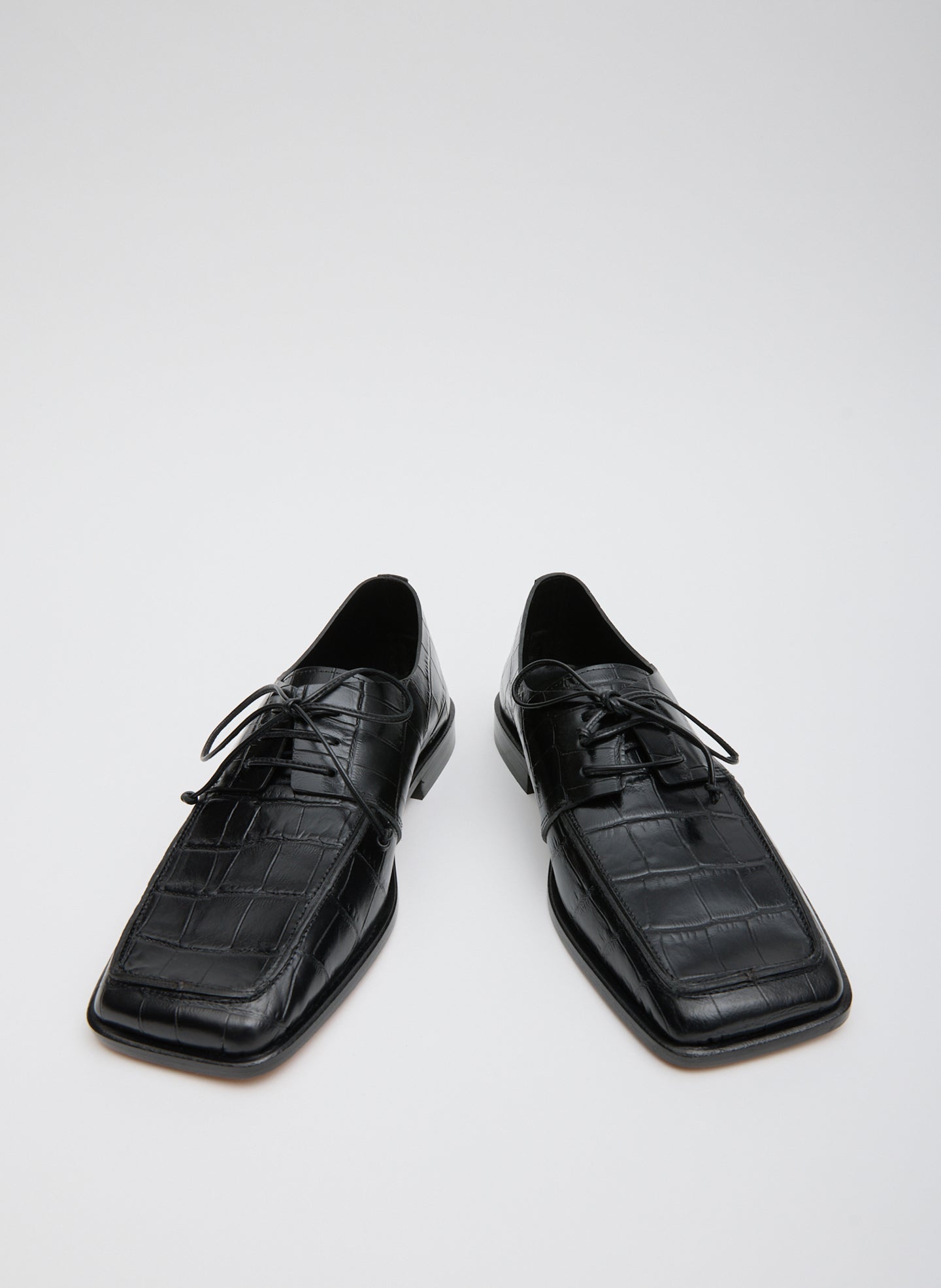 Tibi Brody Square Toe Loafer Crocodile Embossed
