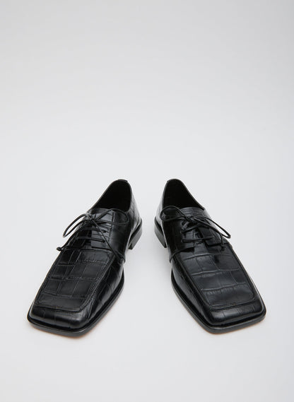Tibi Brody Square Toe Loafer Crocodile Embossed