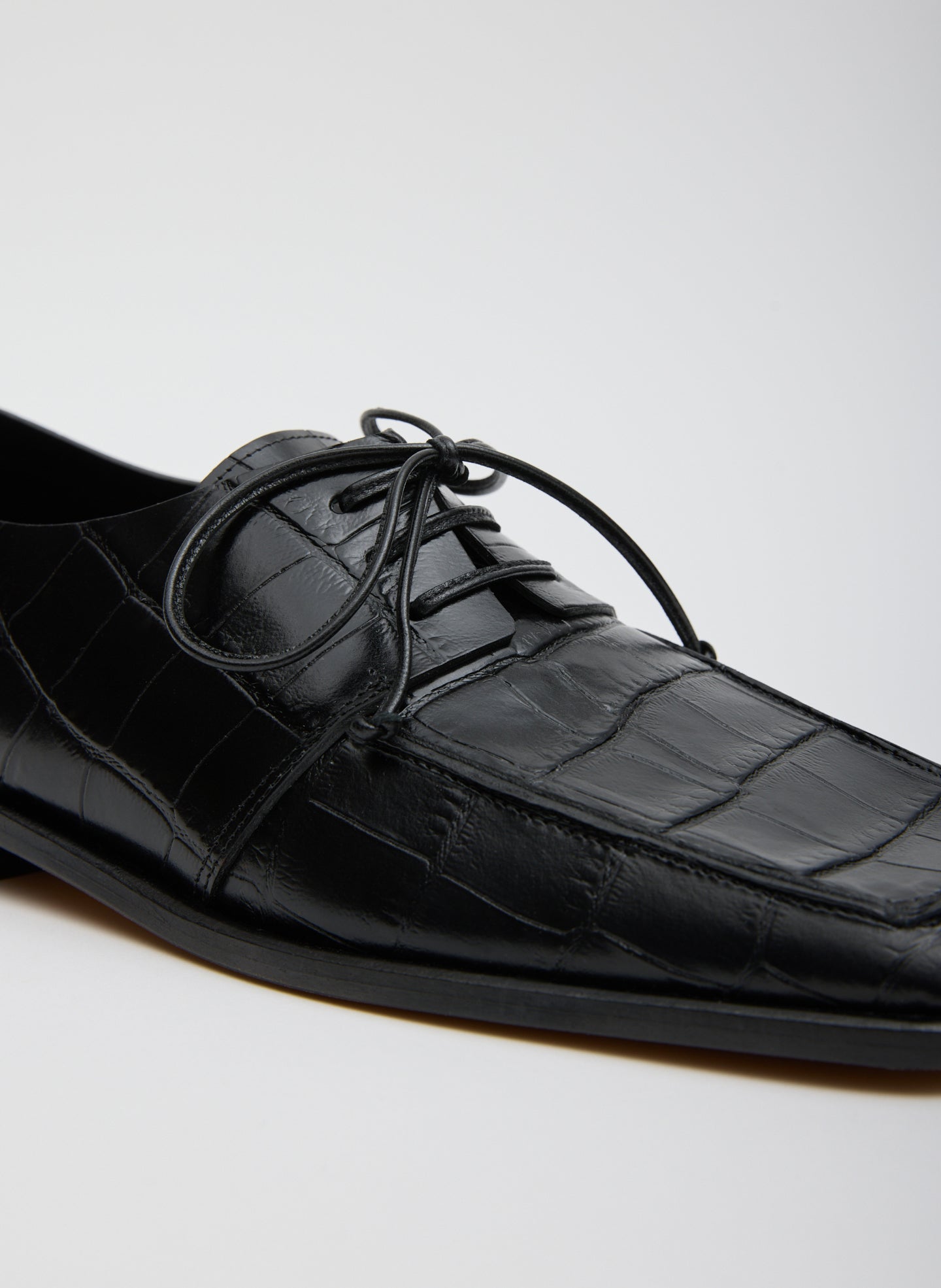 Tibi Brody Square Toe Loafer Crocodile Embossed