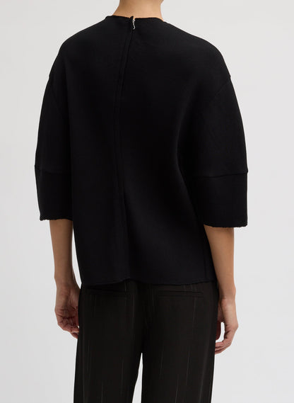Tibi Viscose Plisse Hinged Short Sleeve Top