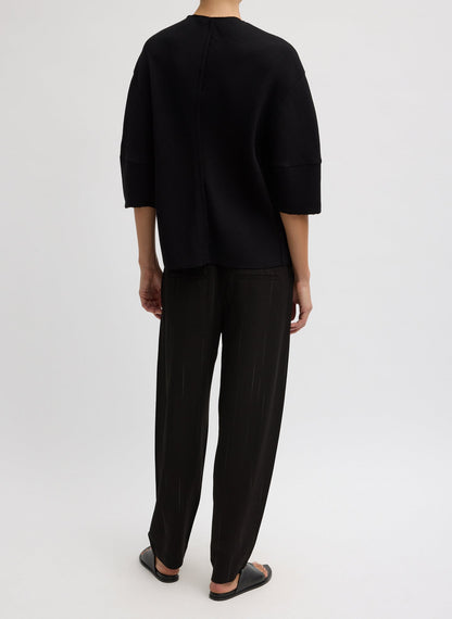Tibi Viscose Plisse Hinged Short Sleeve Top