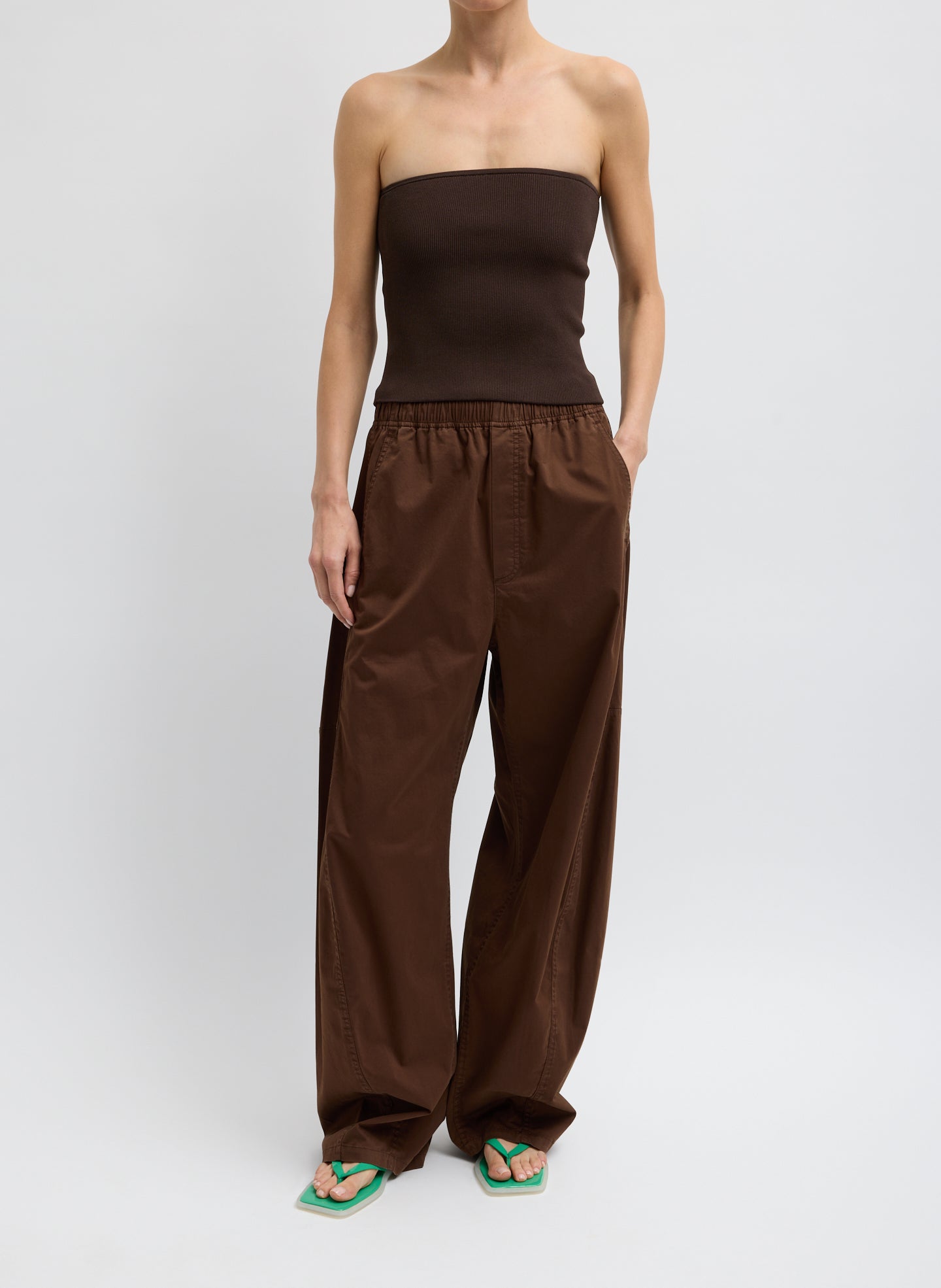 Tibi Garment Dyed Silky Cotton Winslow Pull On Pant