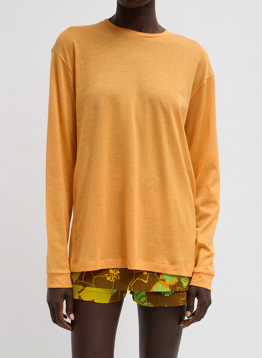Tibi Sheer Crepe Knit Crewneck Unisex Long Sleeve T-Shirt