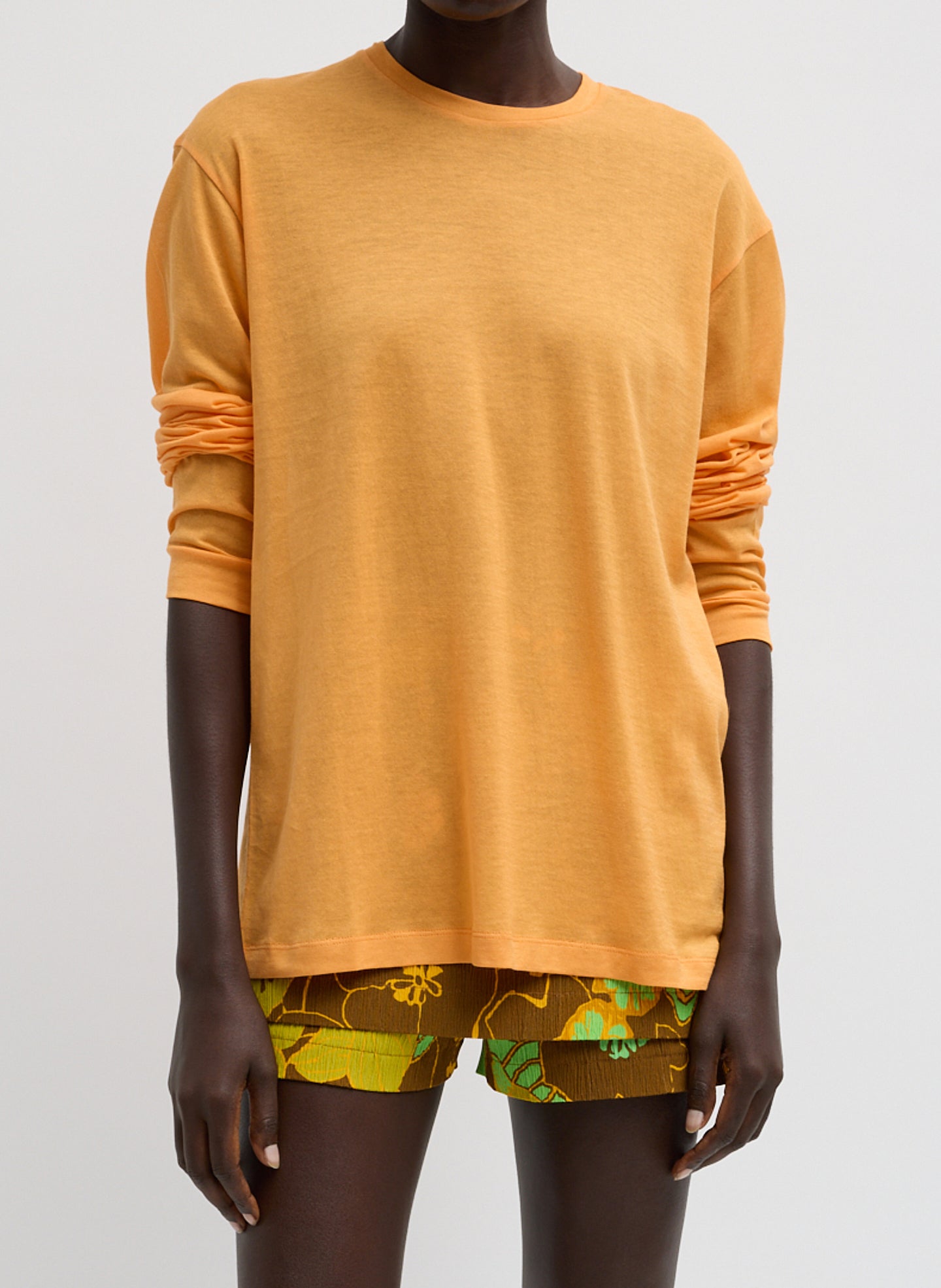 Tibi Sheer Crepe Knit Crewneck Unisex Long Sleeve T-Shirt