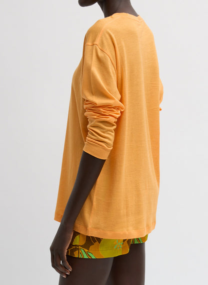 Tibi Sheer Crepe Knit Crewneck Unisex Long Sleeve T-Shirt