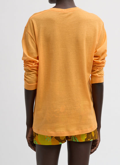 Tibi Sheer Crepe Knit Crewneck Unisex Long Sleeve T-Shirt