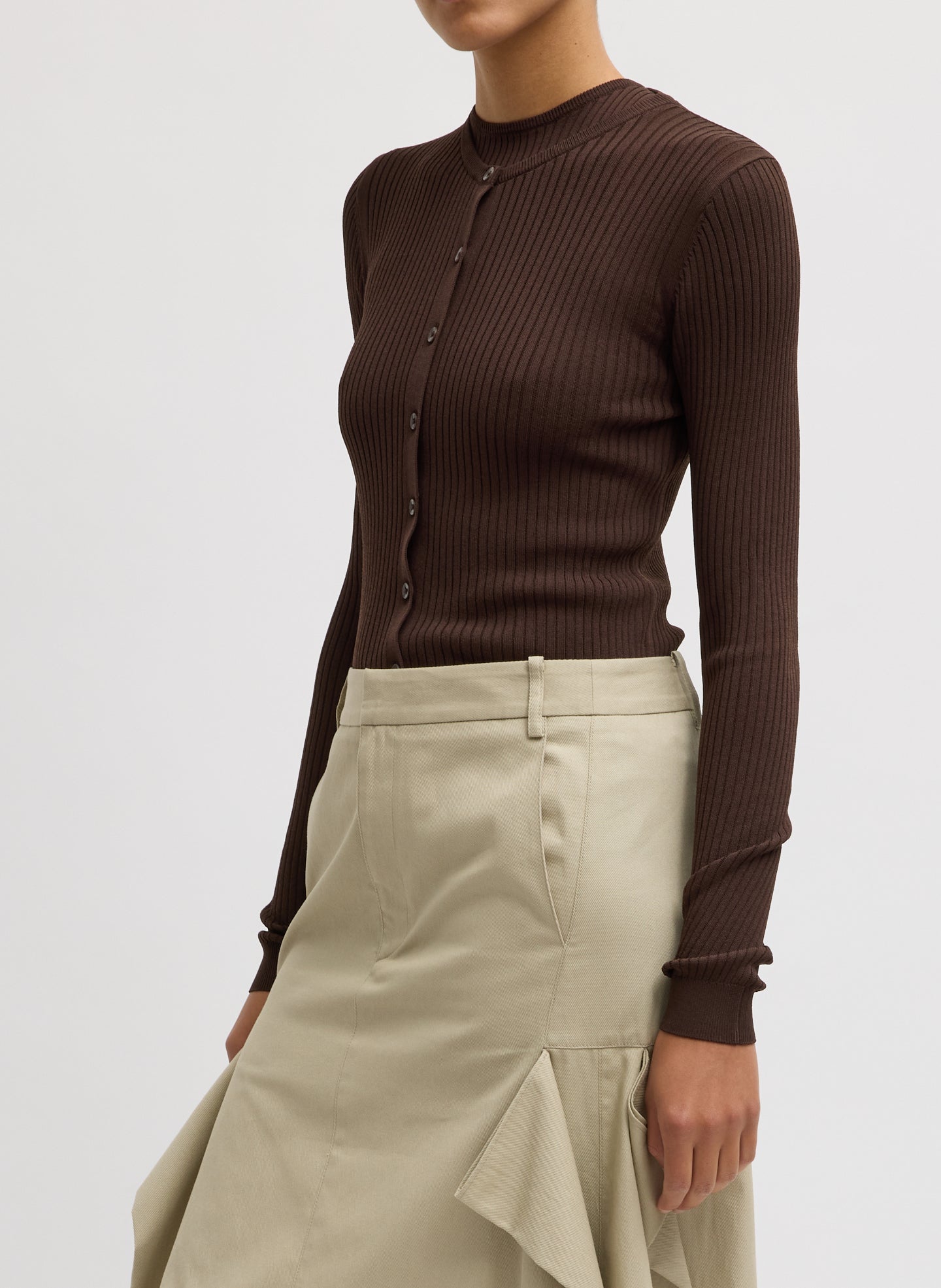 Tibi Ribbed Sweater Slim Cardigan