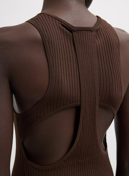 Tibi Ribbed Sweater Cut Out Tank