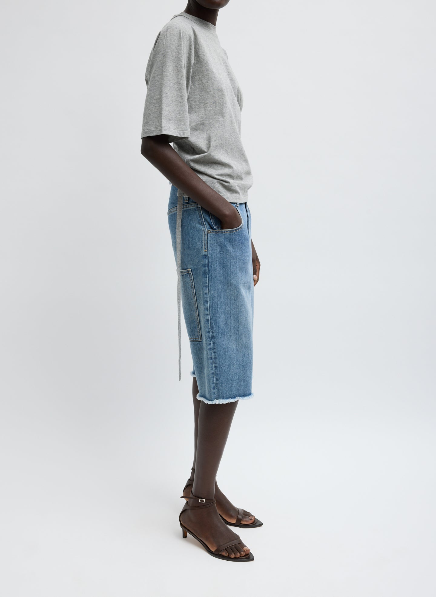 Tibi Classic Wash Denim Newman Short