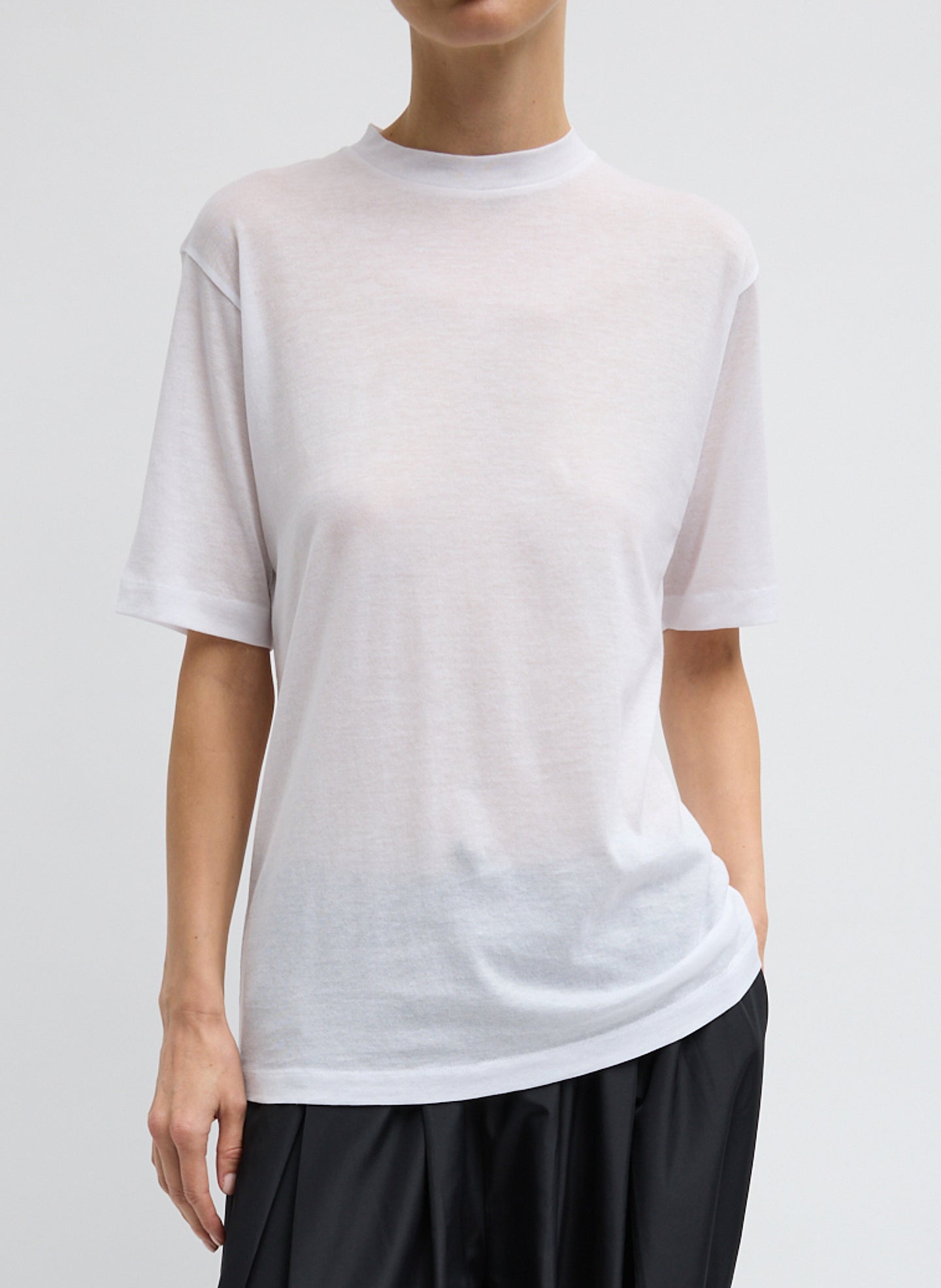 Tibi Sheer Crepe Knit Mock Unisex T-Shirt