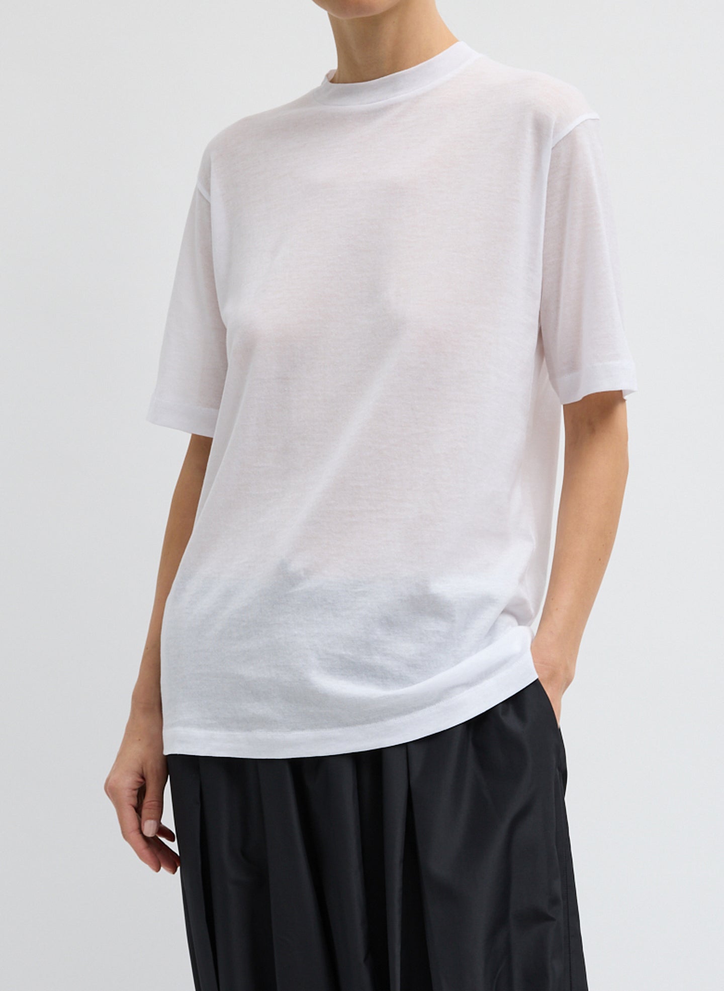 Tibi Sheer Crepe Knit Mock Unisex T-Shirt