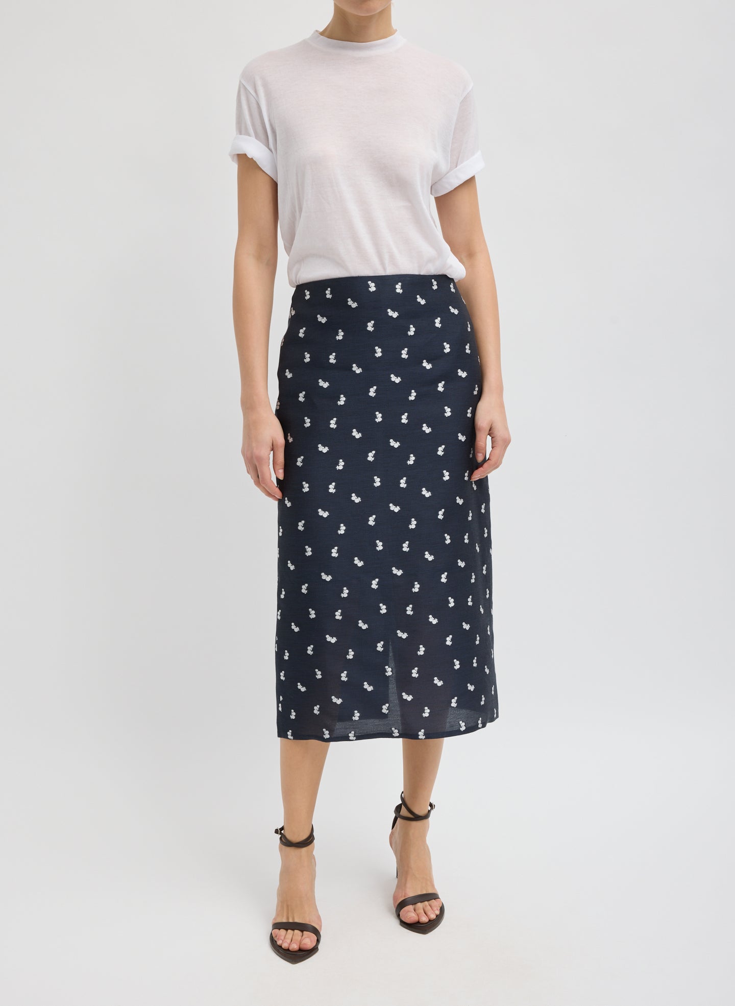 Tibi Silk Gazar Jacquard Pencil Skirt
