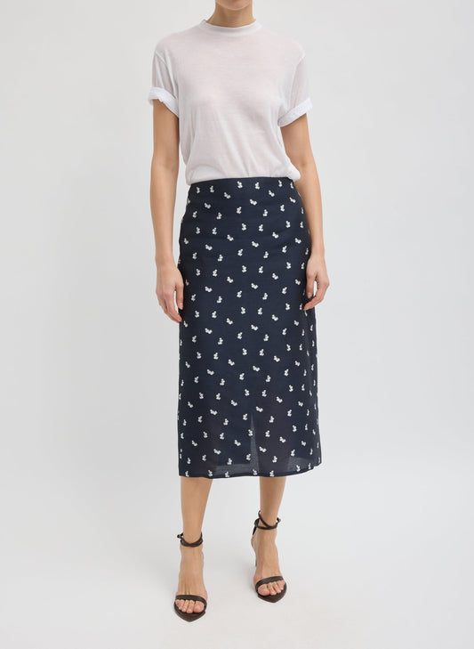 Tibi Silk Gazar Jacquard Pencil Skirt
