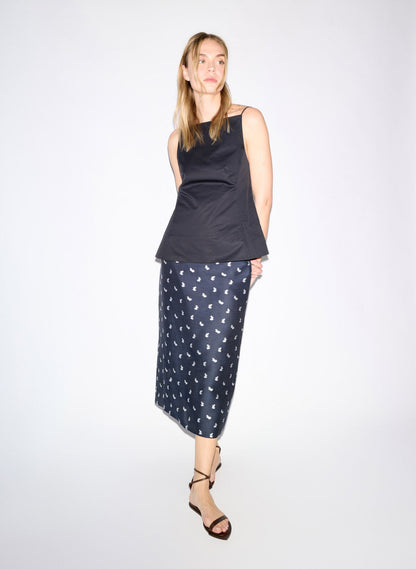 Tibi Silk Gazar Jacquard Pencil Skirt