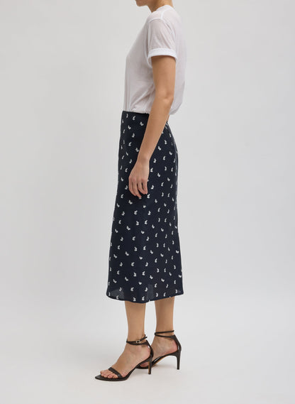 Tibi Silk Gazar Jacquard Pencil Skirt