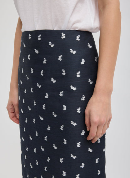 Tibi Silk Gazar Jacquard Pencil Skirt