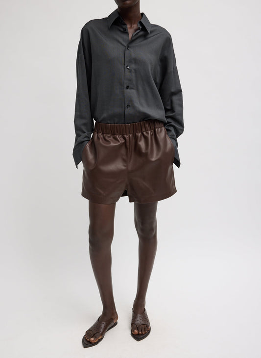 Tibi Leather Pull On Short