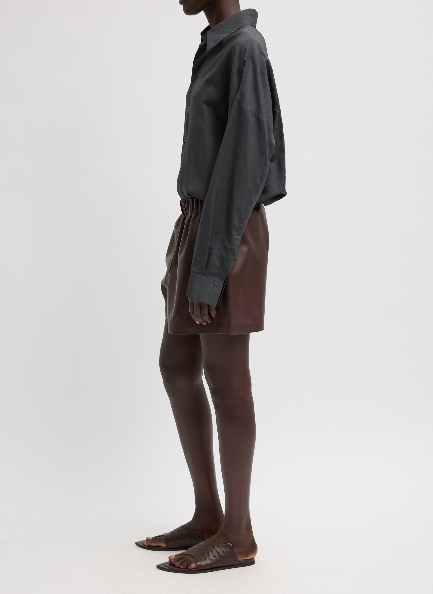 Tibi Leather Pull On Short
