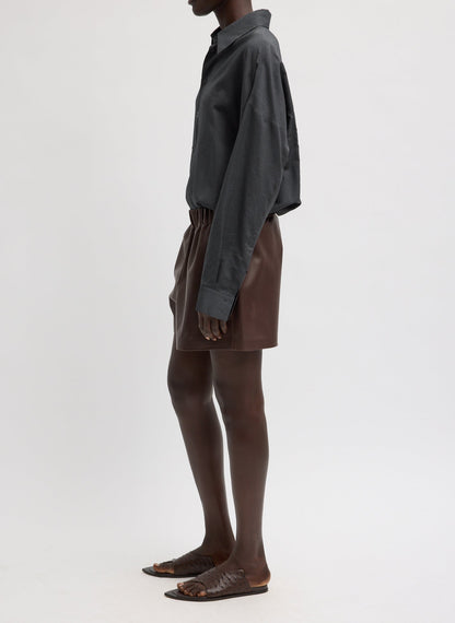 Tibi Leather Pull On Short