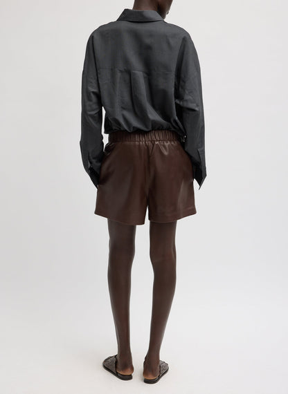 Tibi Leather Pull On Short