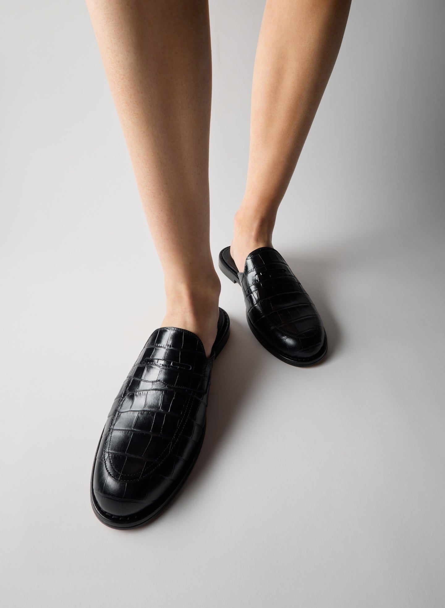 Tibi Herbert Slide Crocodile Embossed