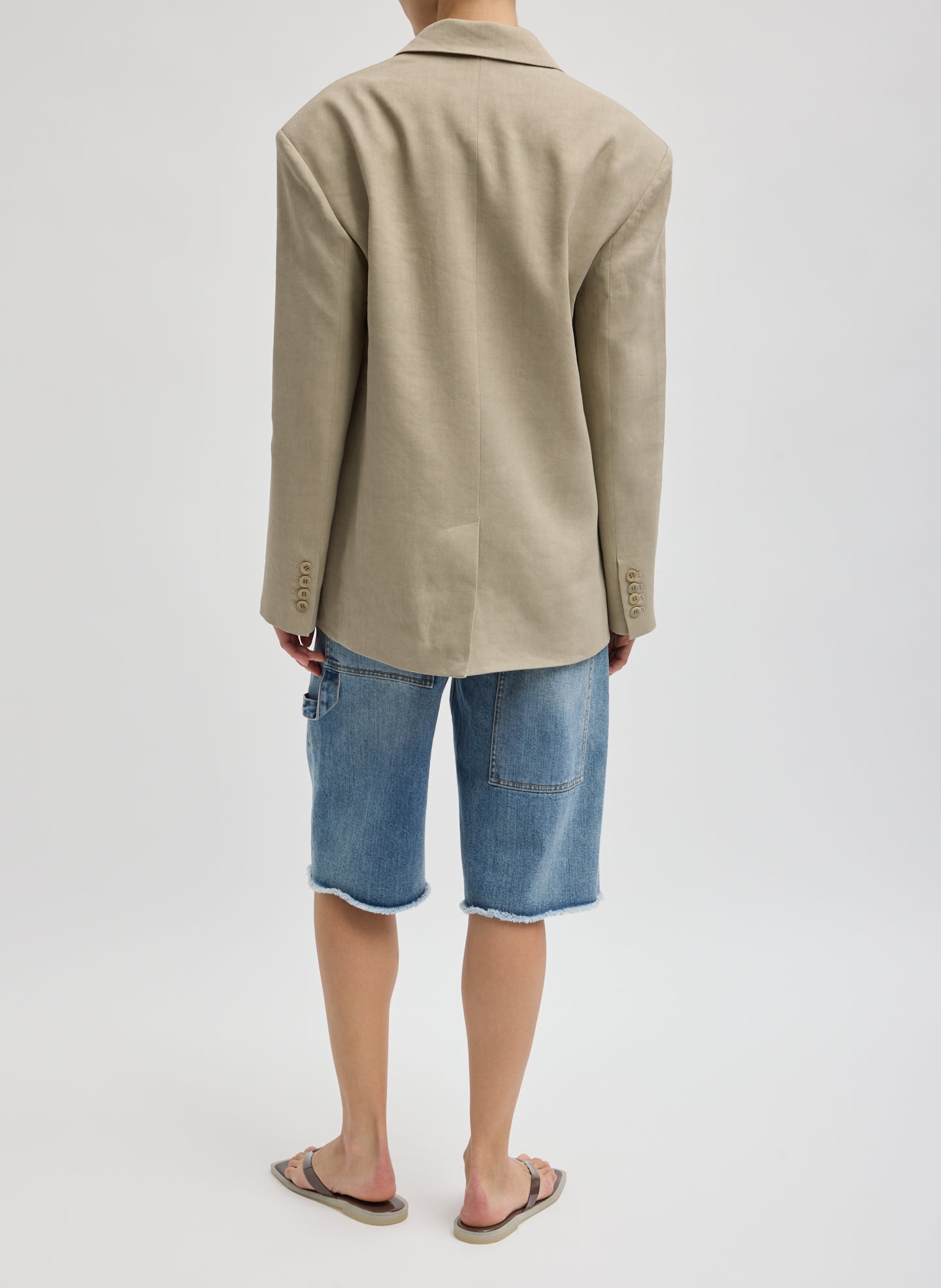 Tibi Stretch Linen Viscose Side Cut Blazer