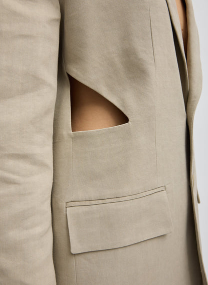 Tibi Stretch Linen Viscose Side Cut Blazer