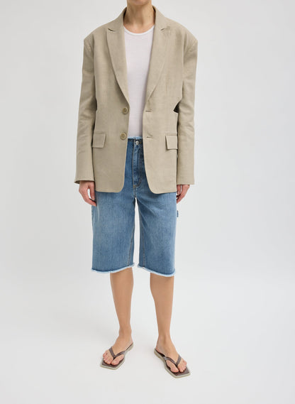 Tibi Stretch Linen Viscose Side Cut Blazer