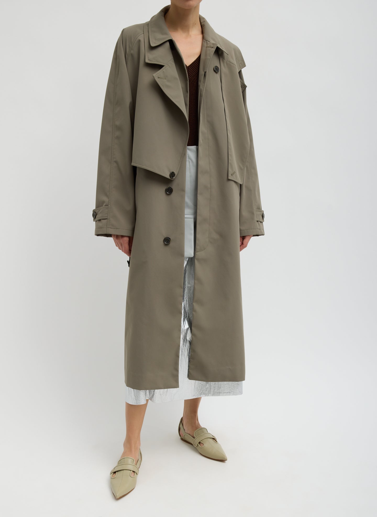 Tibi Double Collar Frank Trench