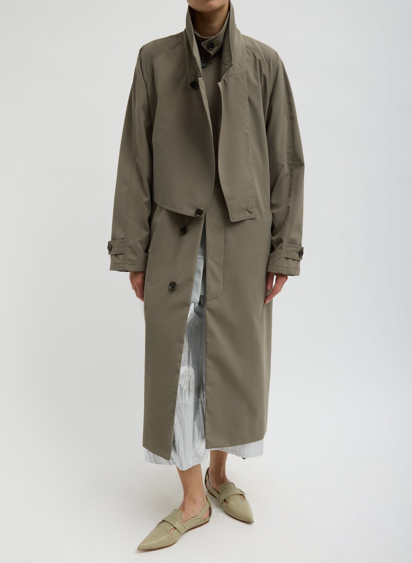 Tibi Double Collar Frank Trench