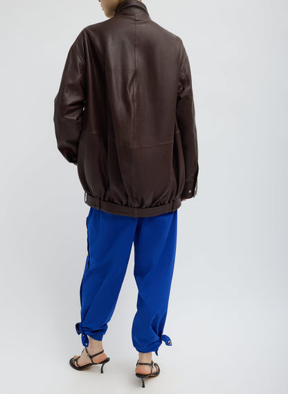 Tibi Leather Moto Bomber