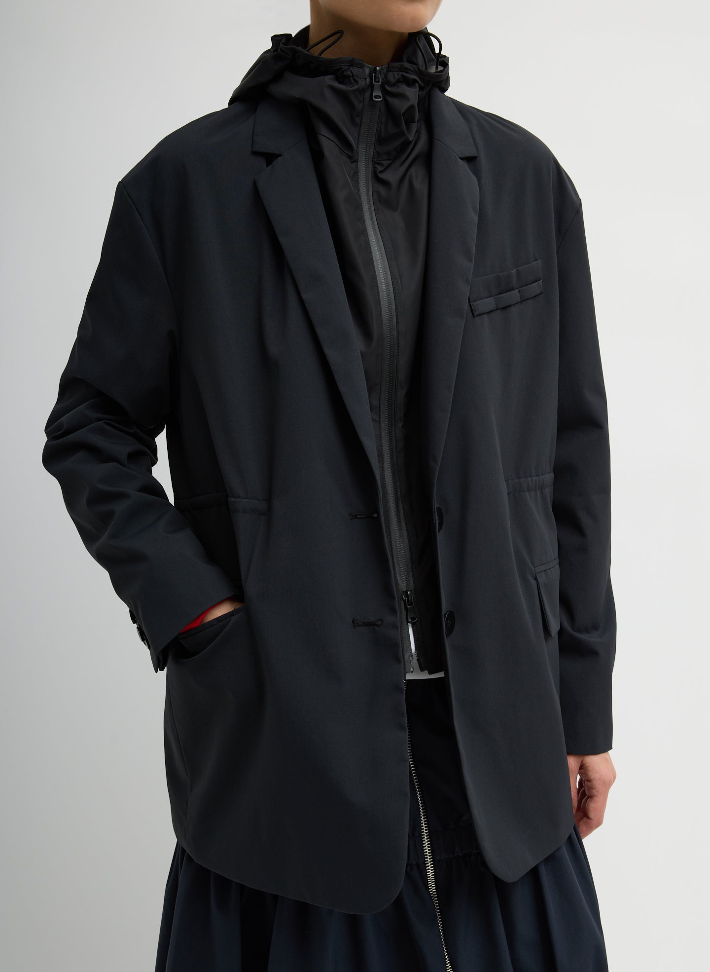 Tibi Tech Suiting Anorak Blazer With Zip Off Vest