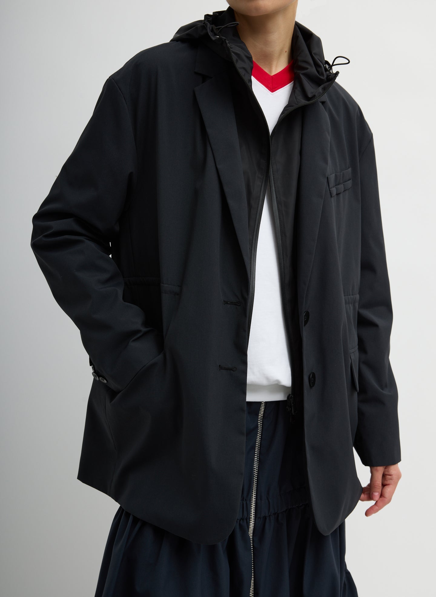 Tibi Tech Suiting Anorak Blazer With Zip Off Vest