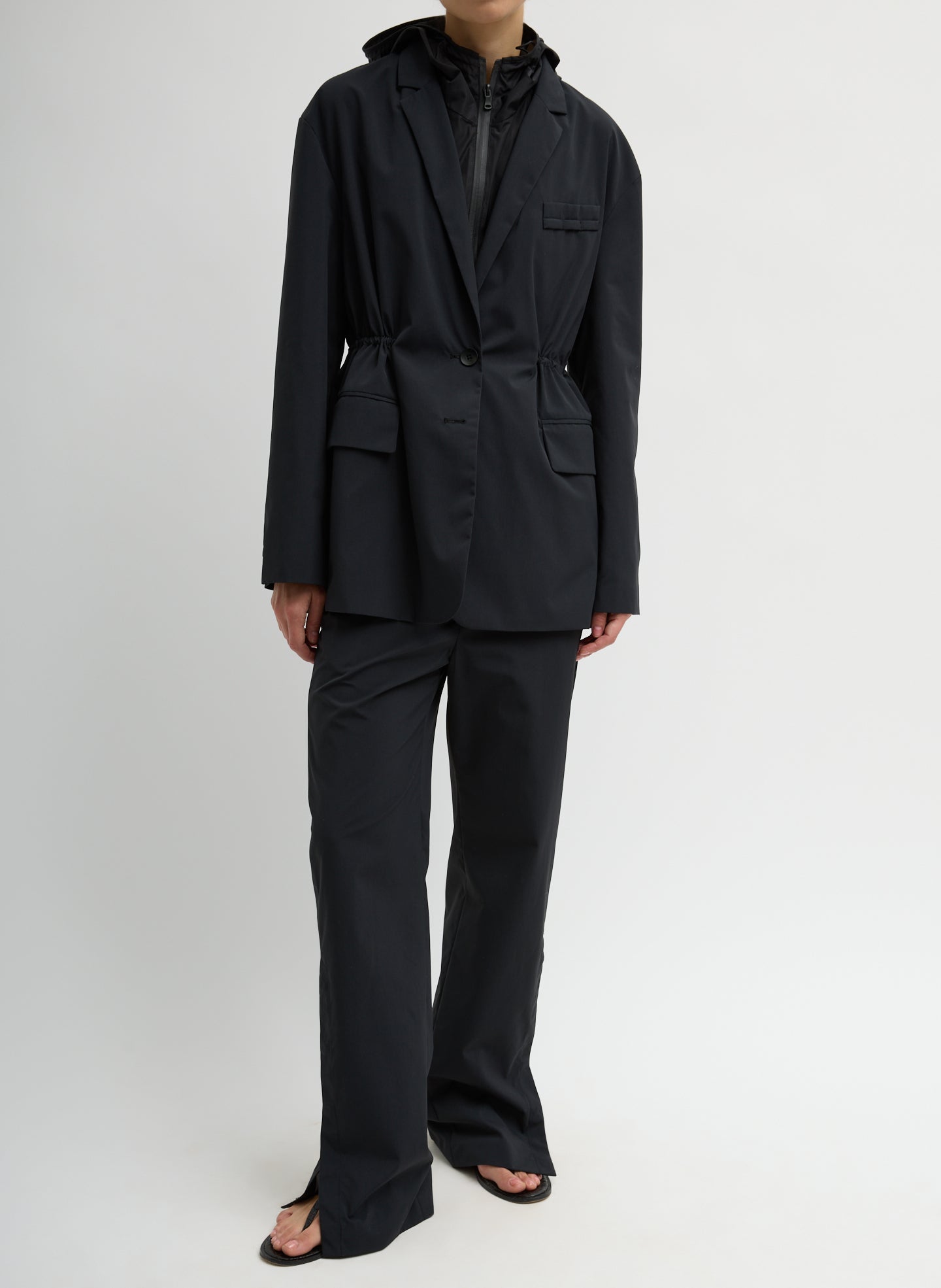 Tibi Tech Suiting Anorak Blazer With Zip Off Vest