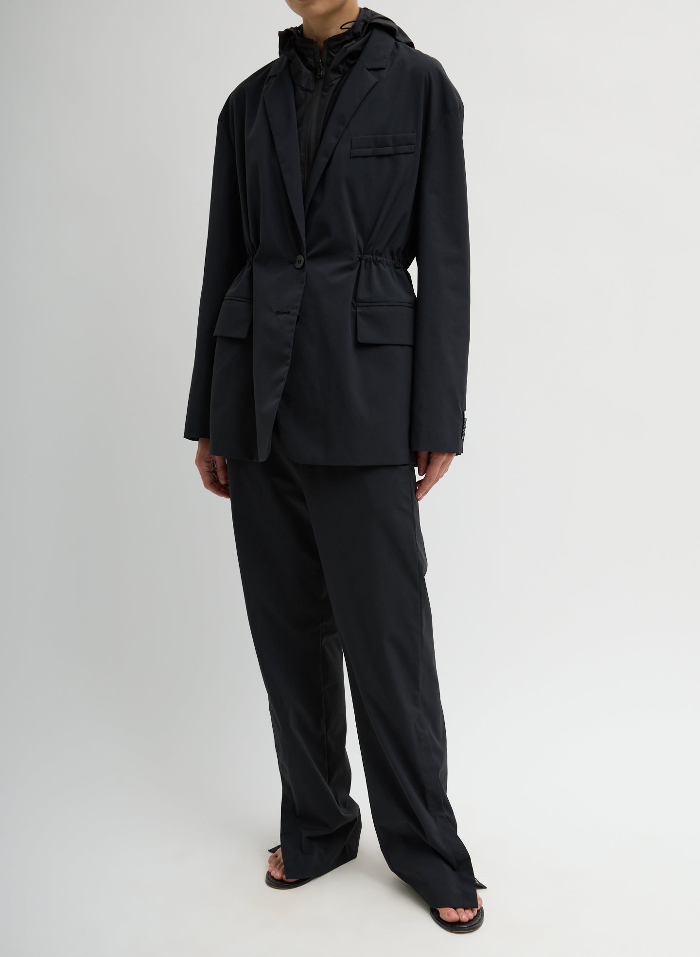 Tibi Tech Suiting Anorak Blazer With Zip Off Vest