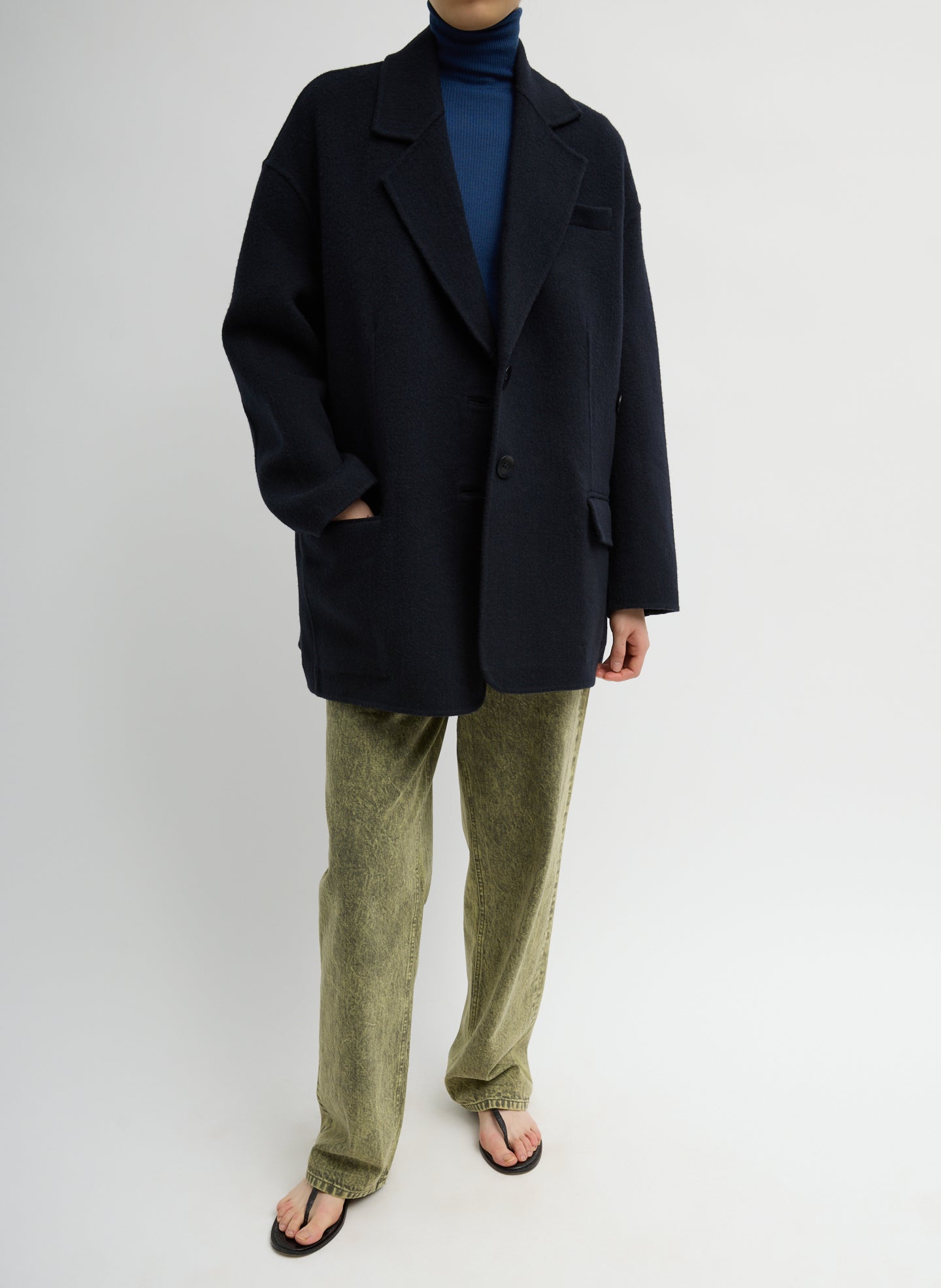 Tibi Luxe Double Faced Wool Angora Liam Blazer