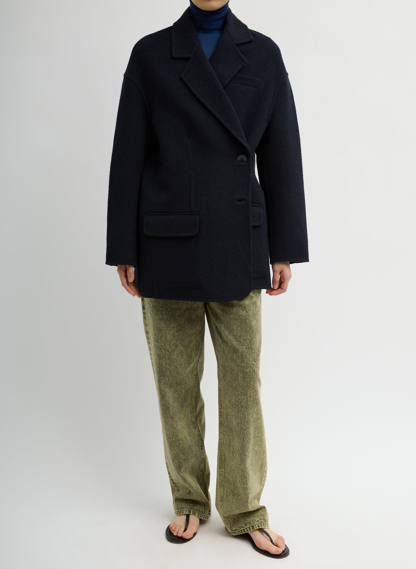 Tibi Luxe Double Faced Wool Angora Liam Blazer